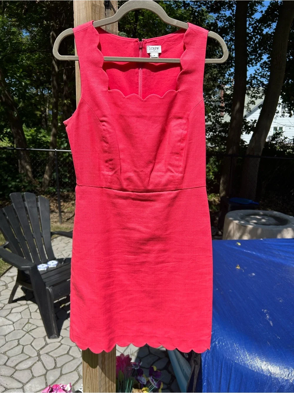 EUC J. Crew Scalloped Sheath Midi Dress, Sleeveless, Lined and Zipper Back